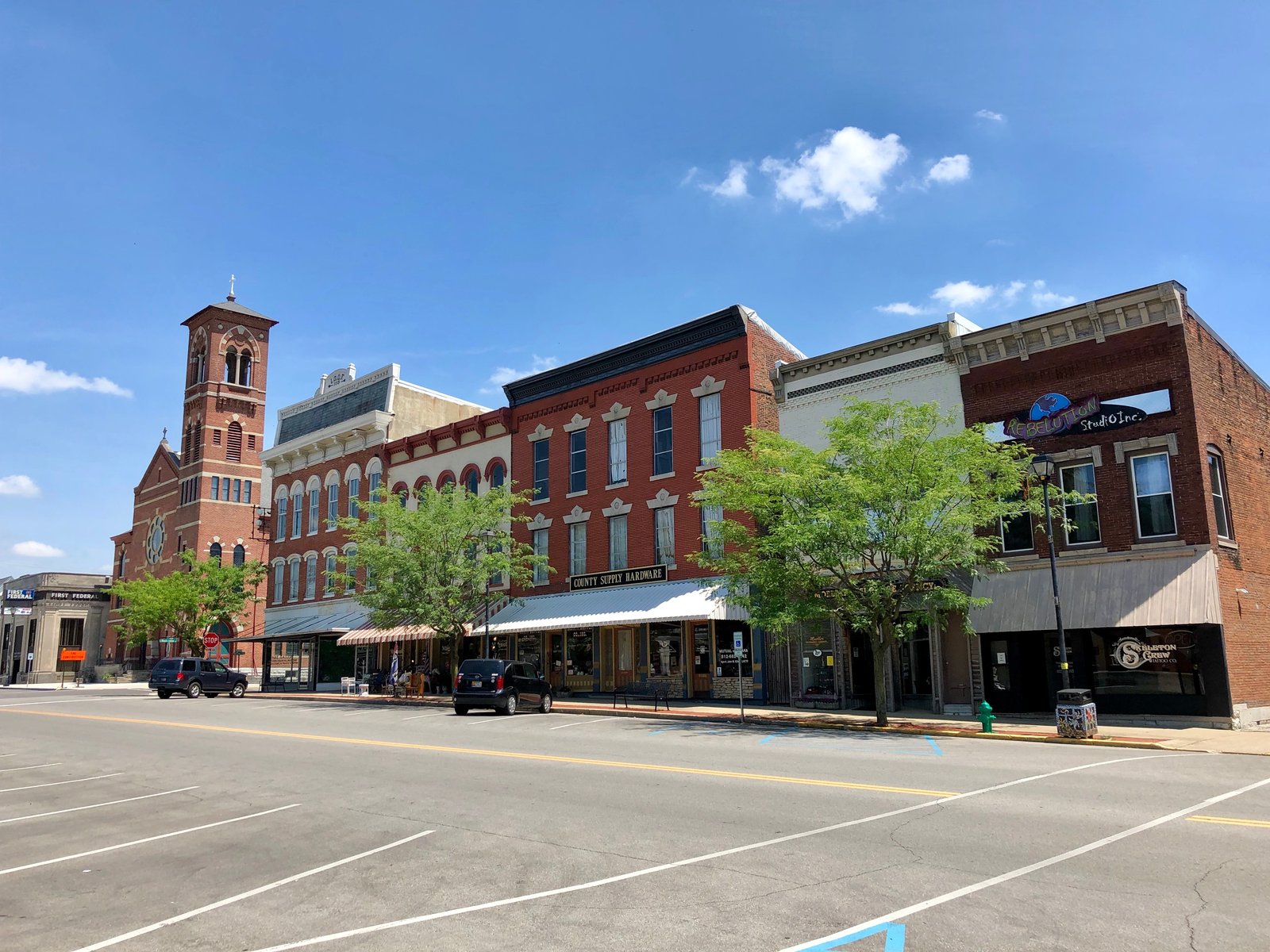 Franklin Street in downtown Greensburg, Indiana.
