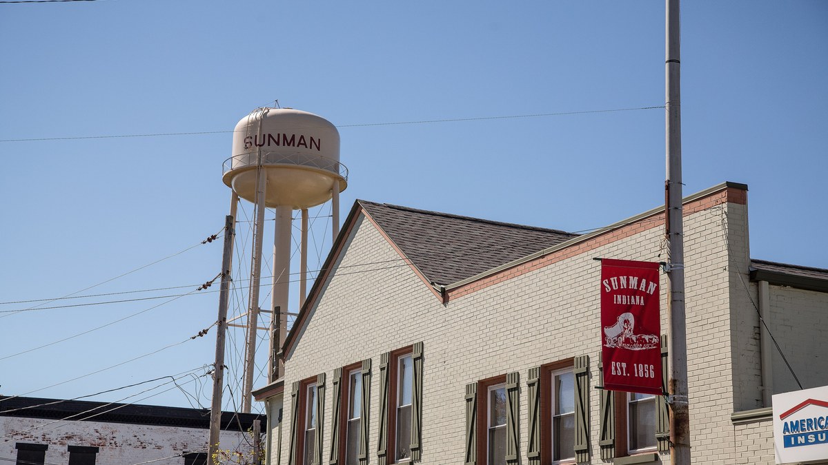 Downtown Sunman, Indiana, looking along the historic main street in Ripley County.